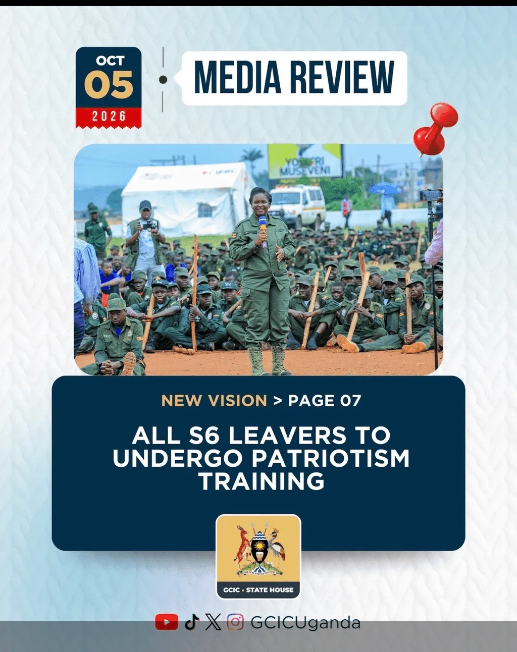 All Senior Six vacists across Uganda will this year undergo patriotism and ideological training at t — image 1